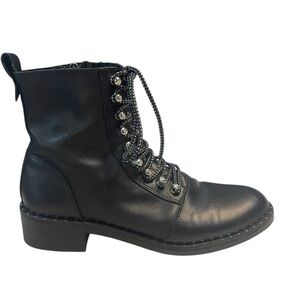 Zara Black Combat Boots with Silver Accents